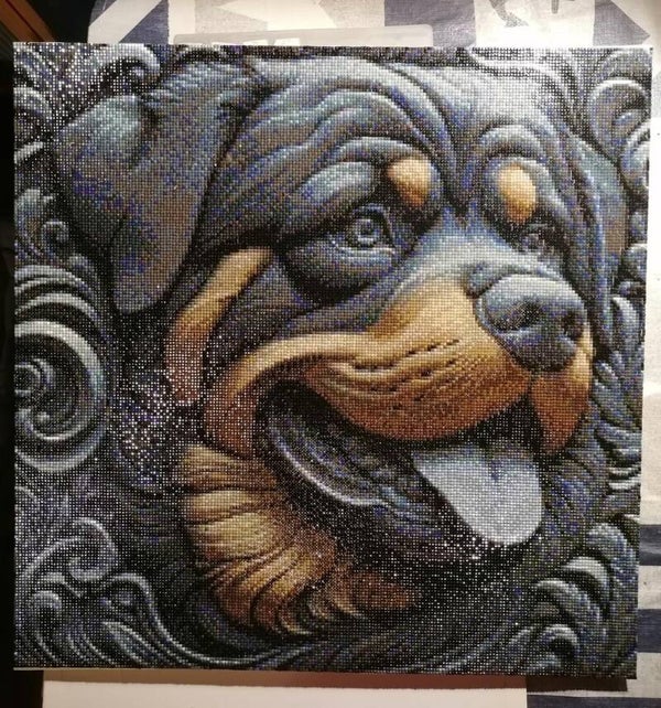 Rottweiler Kopf im Relief Style 50x50cm