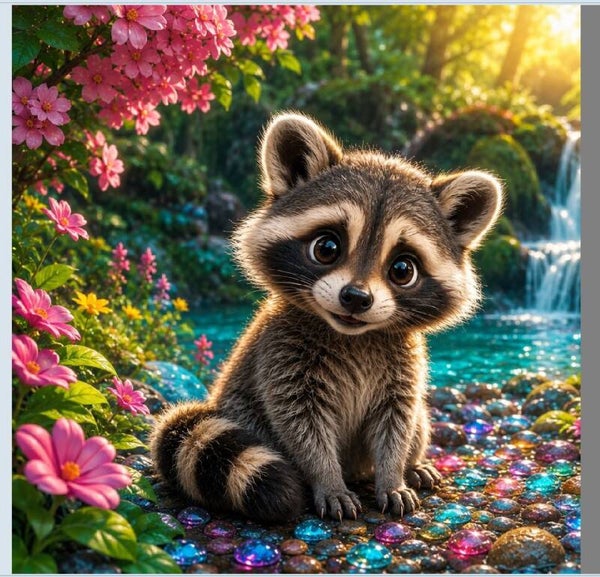 Waschbär 80x80cm