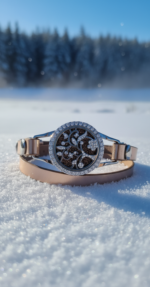 Bracelet Cuire Rose Doré Arbre de Vie