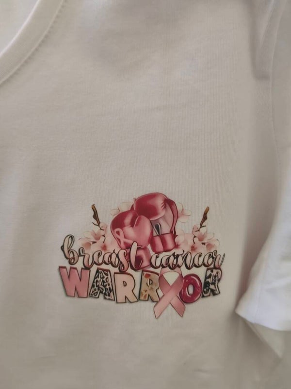 T-shirt blanc XXL " breast cancer warrior"