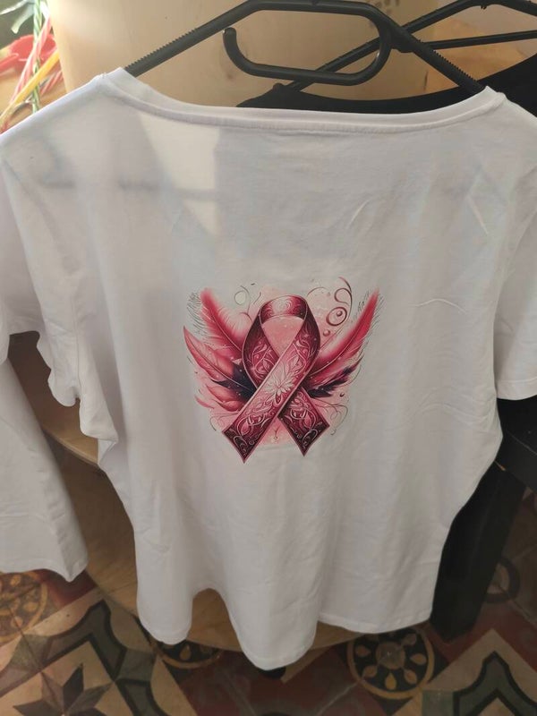 T-shirt ruban et plumes roses XXL