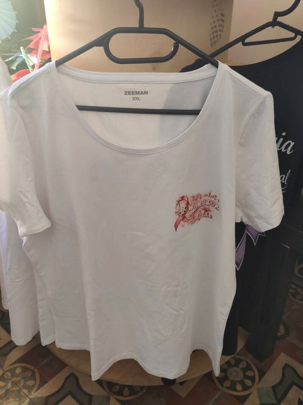 T-shirt blanc xxl recto verso ruban plumes