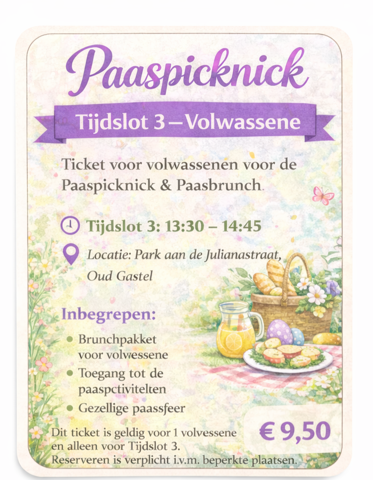 Paasbrunch – Tijdslot 3 – Volwassene