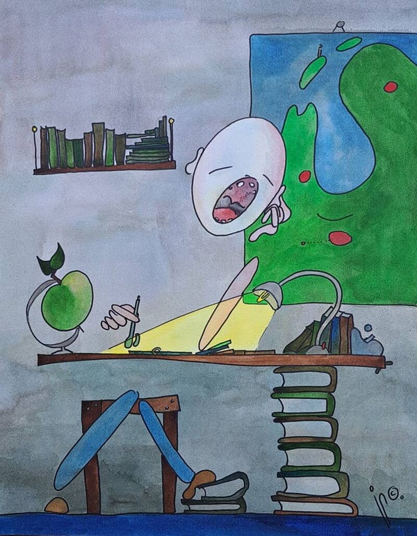 Lijntekening. 'Deadline'