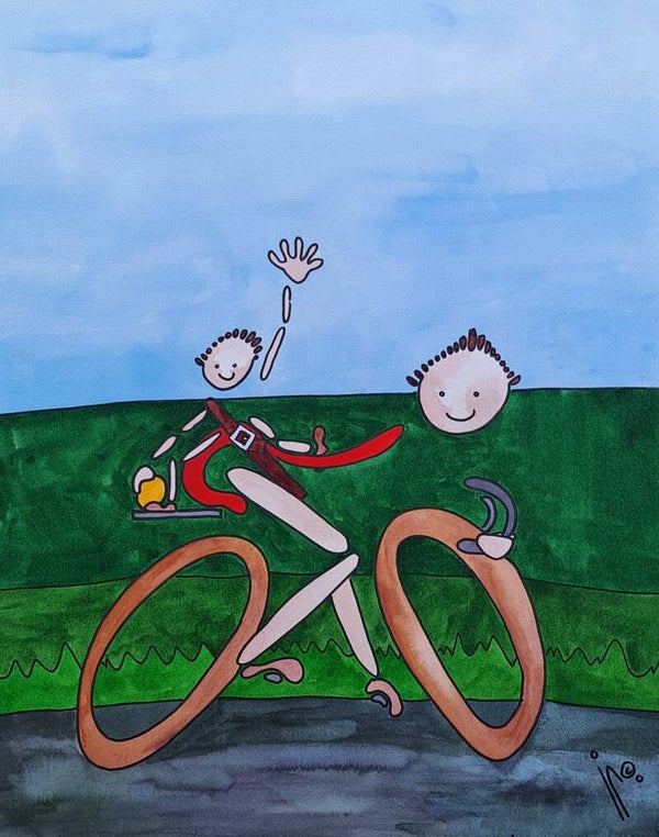 Lijntekening. 'Fietsen'