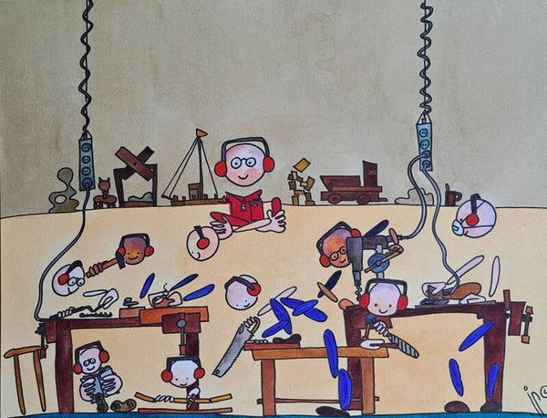 Lijntekening. 'Technieklokaal'