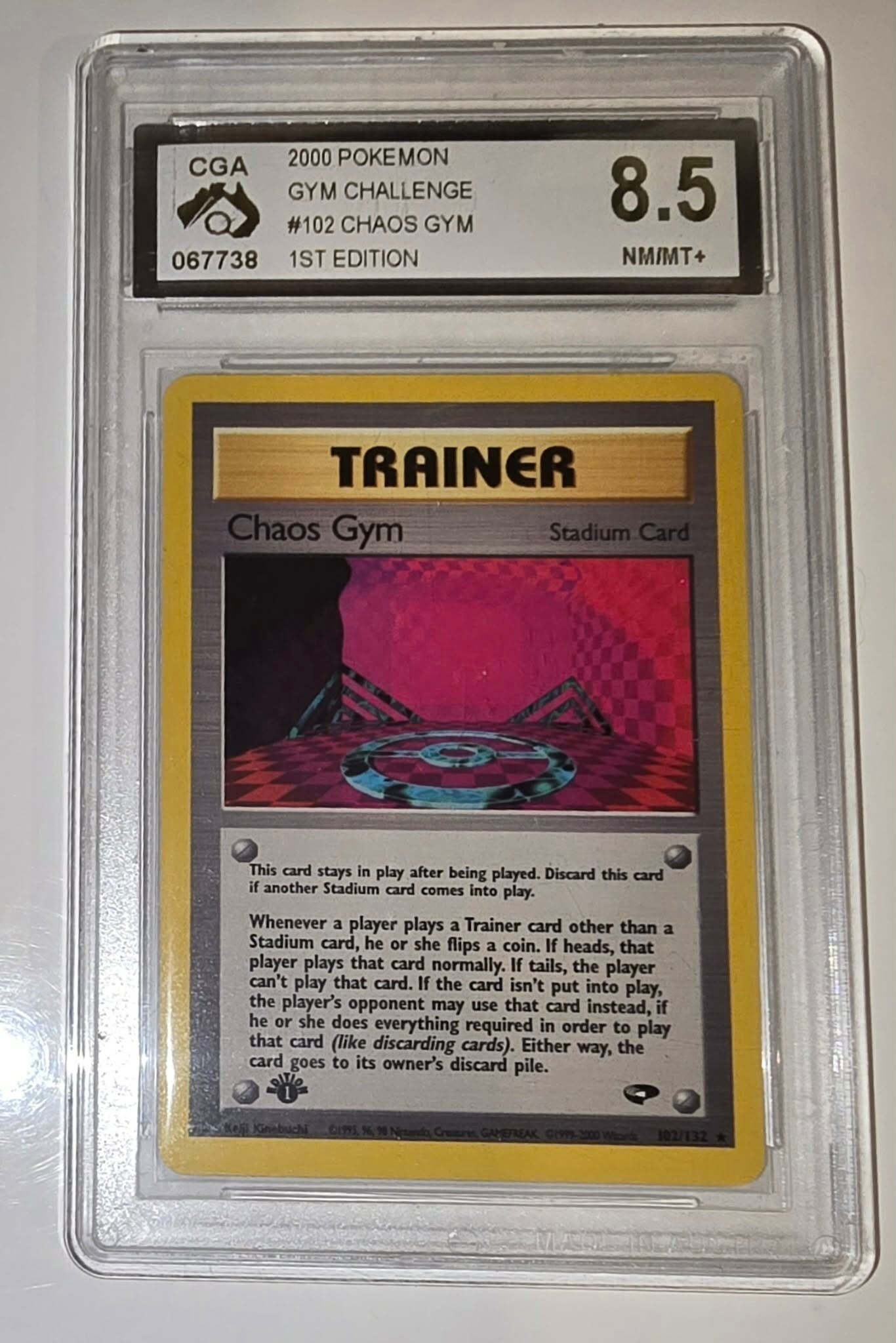 GRADED POKEMON 1ST EDITION GYM CHALLENGE CHAOS GYM 102/132 CGA 8.5