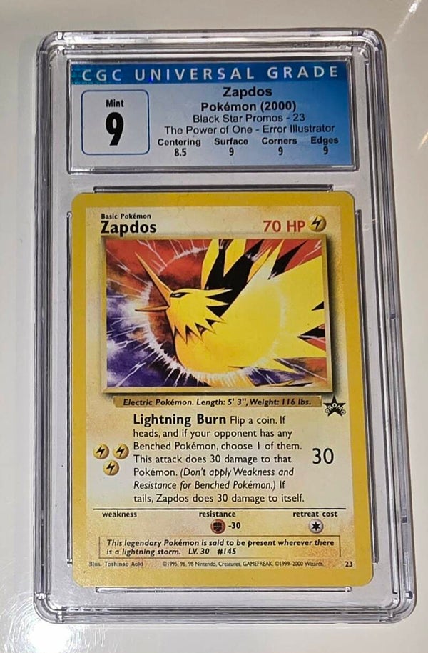 GRADED POKEMON ERROR ZAPDOS BLACK STAR PROMO 23 CGC 9