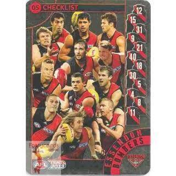 AFL TEAMCOACH 2013 GOLD CHECKLIST 05 ESSENDON BOMBERS