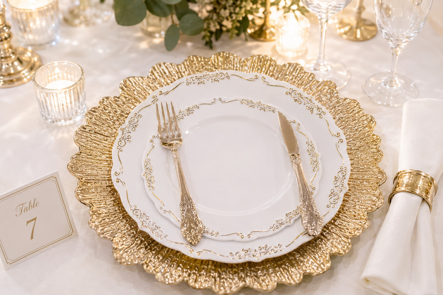 Gold Scalloped Charger Plate