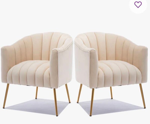 Velvet Accent Chairs (Beige)