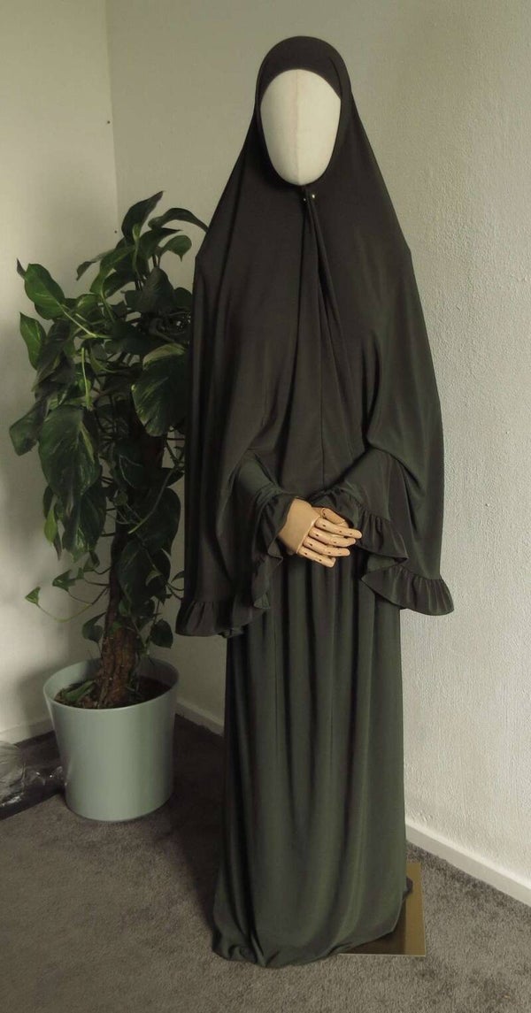 Premium Jersey Set Ruffle Khimar + Rok