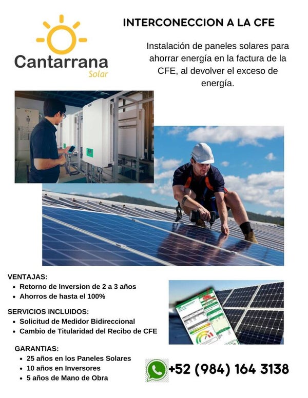 SISTEMA DE INTERCONEXION A LA CFE SIN BATERIAS