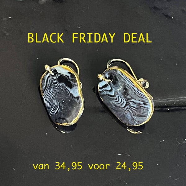 Oorbellen "zwart marmereffect"