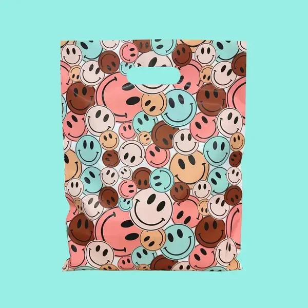 12x15 Merchandise Shopping Bag- New Boho Smiley - 25 Pack