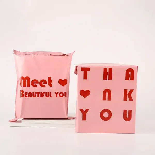Pink Thank You Poly Mailing Shipping Bag - 100 Pack