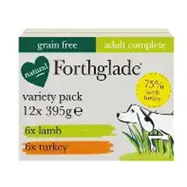 Forthglade Complete Adult Grain Free Lamb & Turkey Multipack 395g x 12. (C-MENU14)