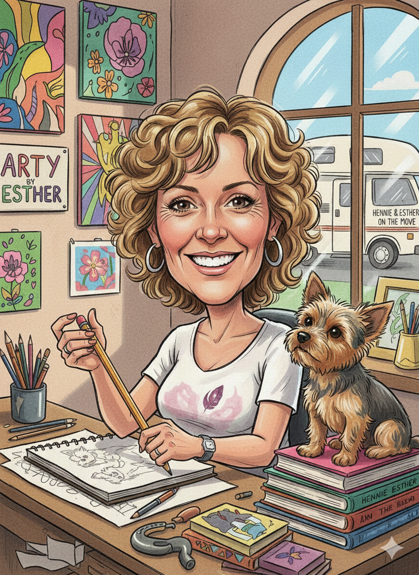 Arty by Esther drawing pencils and colorful artwork