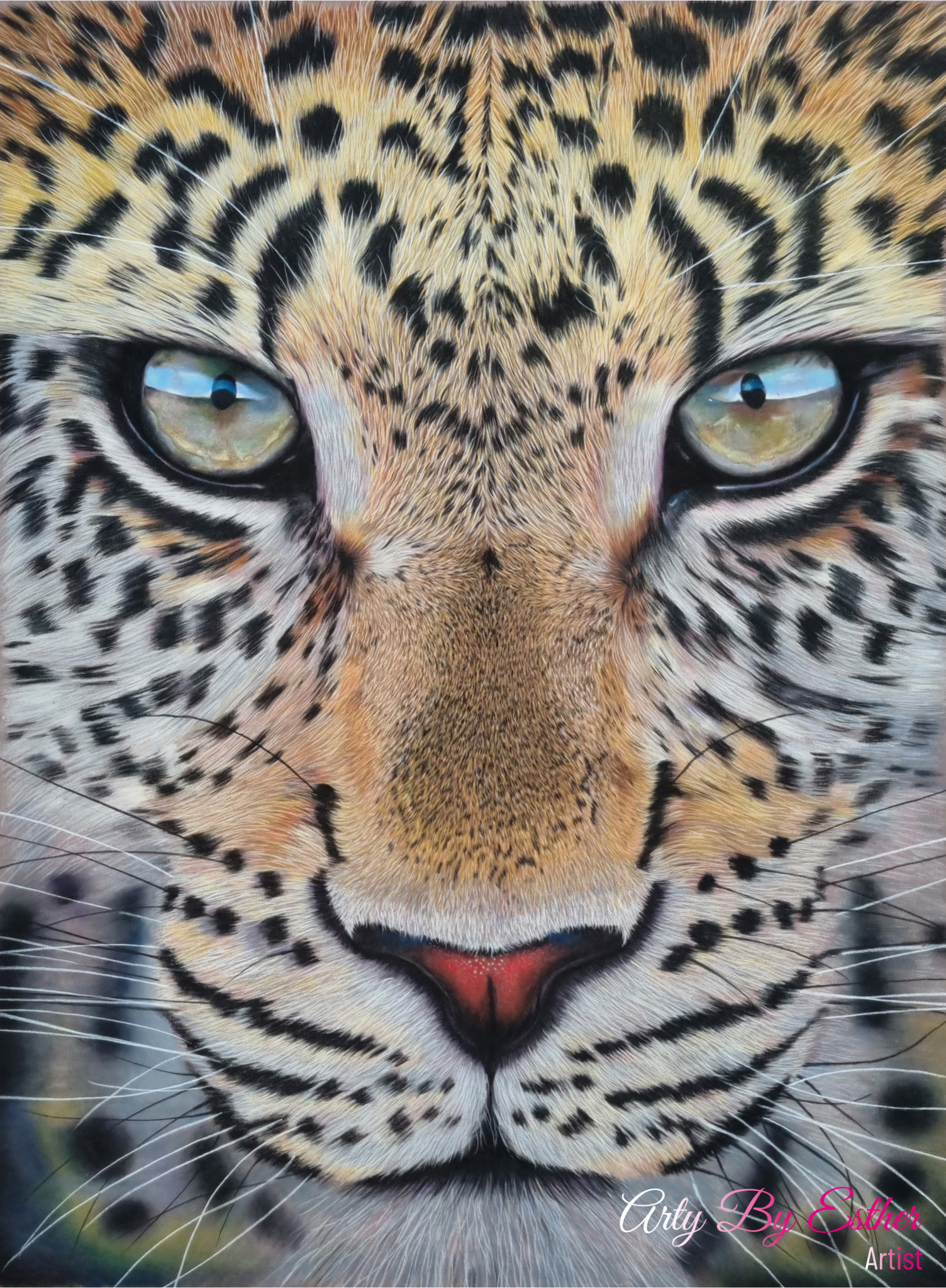 Detailed wildlife art - [Naam dier] drawing in professional soft pastels.