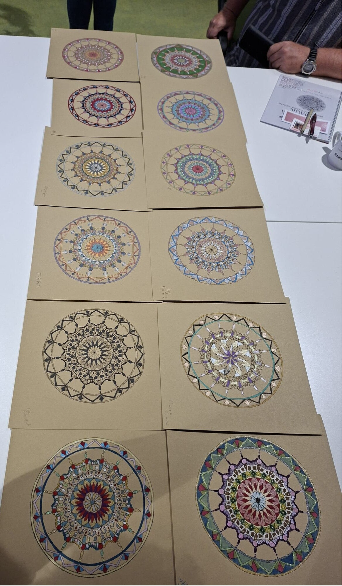 Overhead view of finished mandala artworks from corporate team building workshop at Municipality Schouwen-Duiveland Zierikzee by Arty by Esther - October 2026