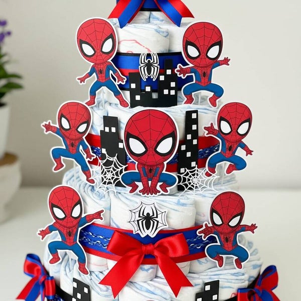 TARTA DE PAÑALES DE SPIDERMAN / BATMAN