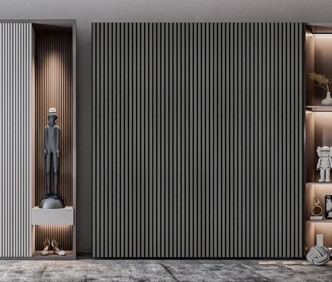 Wall Panel 01B - Light Grey - Acoustic - 240cm - (1 pack / 4pcs)