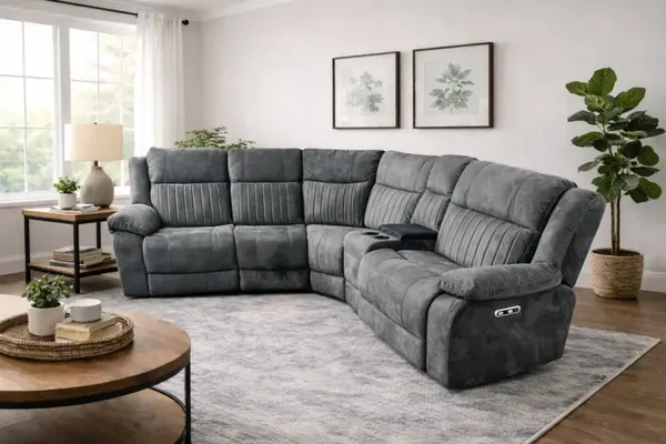 Rose Charcoal 2+1 Recliner Corner Sofa (Additional Consoles and Seats)