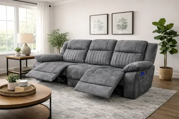 Rose Charcoal E-Recliner Sofa (3+2+1)