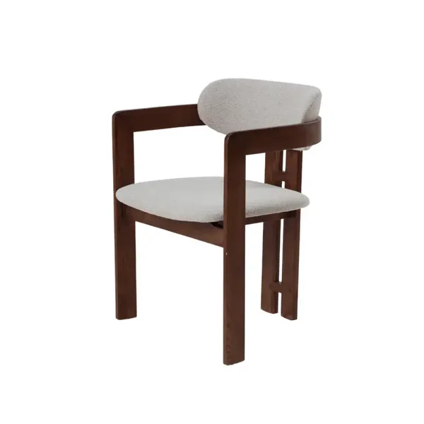 Clara Walnut Dining Chair in Oatmeal Bouclé - Box of 2