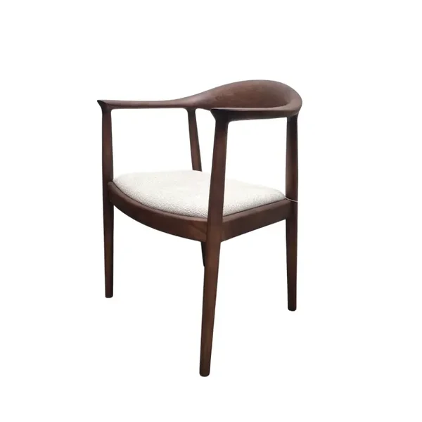 Fern Walnut Dining Chair – in Oatmeal Bouclé - Box of 2