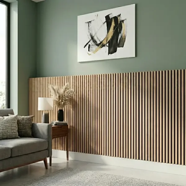 Wood Veneer Acoustic HALF WALL STANDARD SLAT Wall Panels - 3-sided - 120cm x 60cm (3 pack)