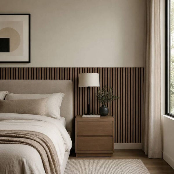 Wood Veneer Acoustic HALF WALL STANDARD SLAT Wall Panels - 3-sided - 120cm x 60cm (3 pack)