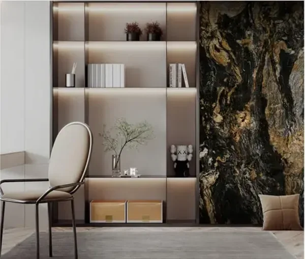 Wall Panel 011C - Gold and Black Marble - Wall Board - 240cm - (1 pack / 2pcs)
