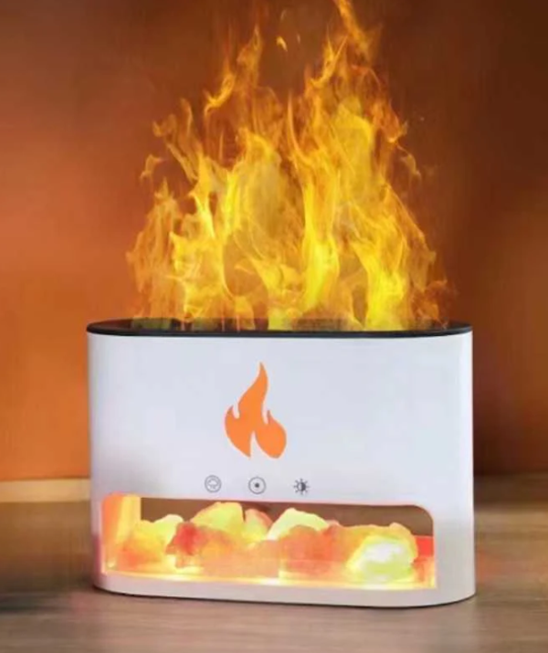 Difusor de Aroma Blaze - Cámara de Sal del Himalaya - USB-C - Efecto Llama (Bolsita de sal incluida)