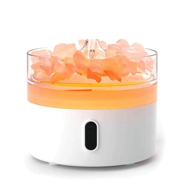 Difusor de Aroma de Sal del Himalaya - Luz Nocturna - USB-C - Efecto Llama (Bolsita de Sal Incluida)