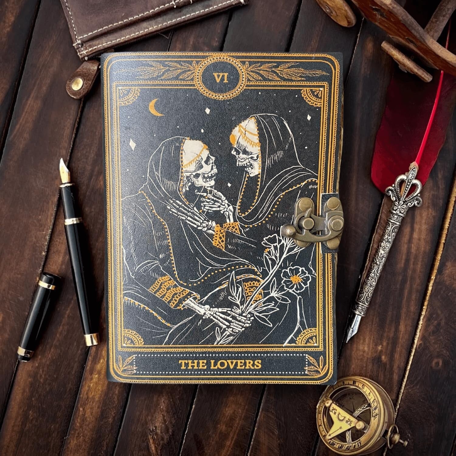 Grimorio Carta del Tarot "Los Enamorados" Esqueleto