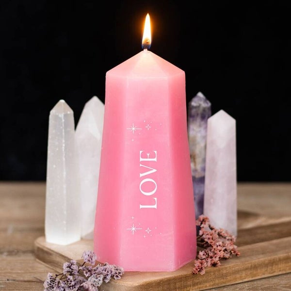 Vela del Amor con Cuarzo Rosa Natural