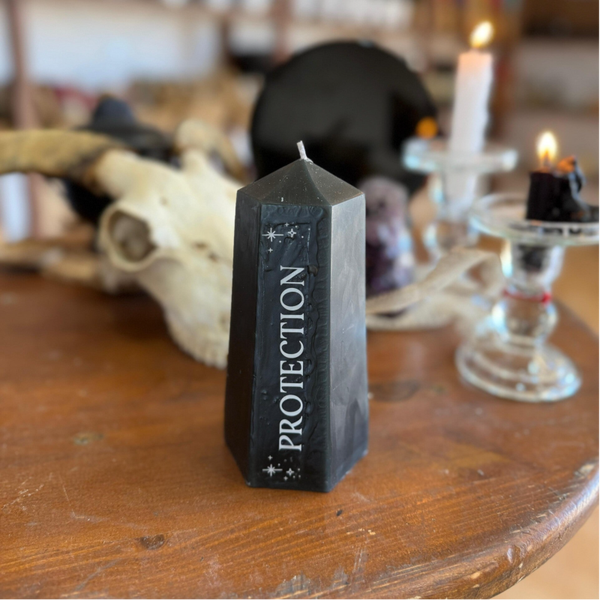 Vela de Protección con Obsidiana Negra