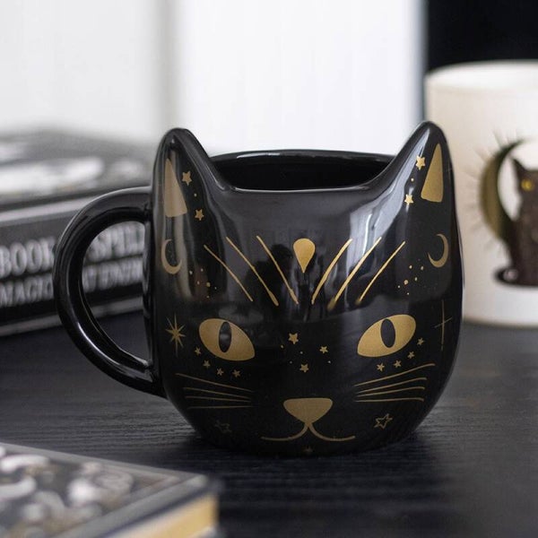 Taza Cara de Gato Negro Mágico