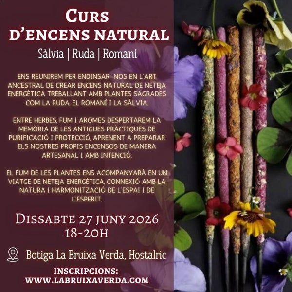 Curs d’Encens Natural de Neteja Energètic - Dissabte 27 Juny