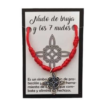 Pulsera Nudo de Bruja y 7 Nudos Roja