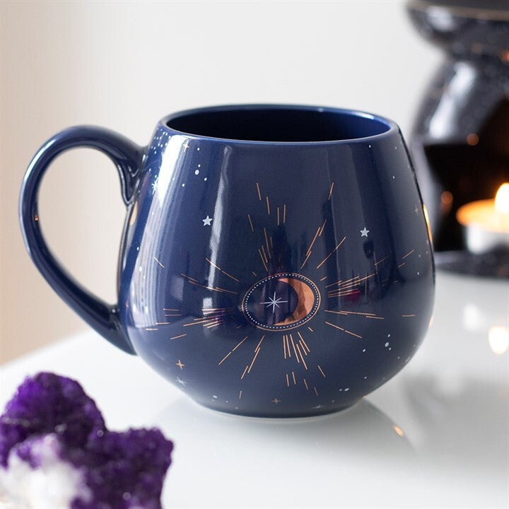 Taza Azul con Constelaciones y Luna