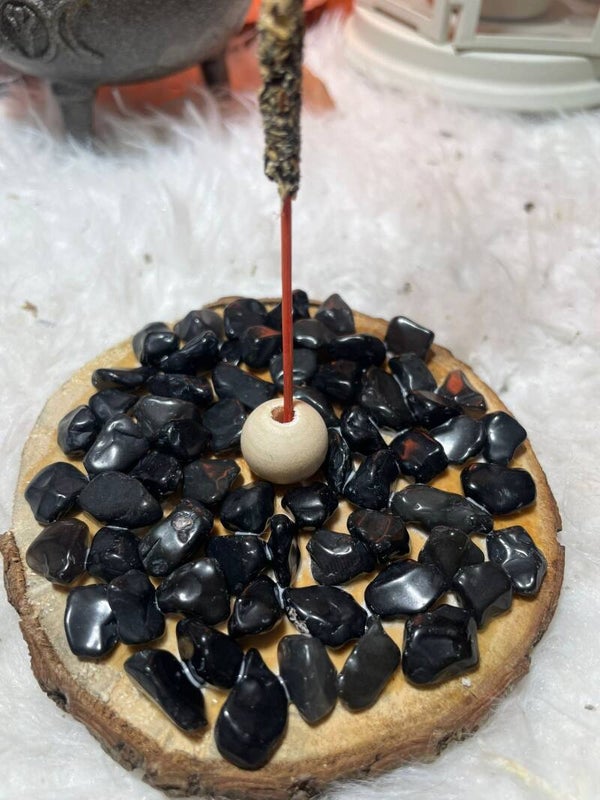 Porta Incienso Artesano con Obsidiana Negra