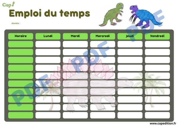 Emploi du temps Dinosaures