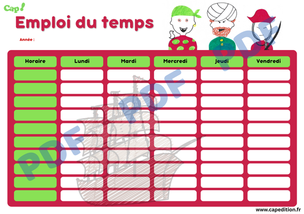 Emploi du temps Pirates