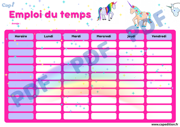 Emploi du temps Licornes