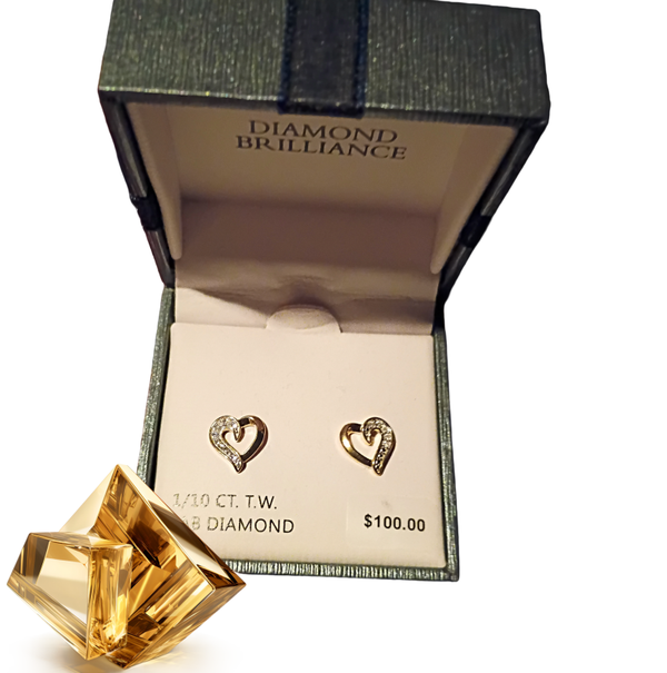 heart gold over 925 stud earrings