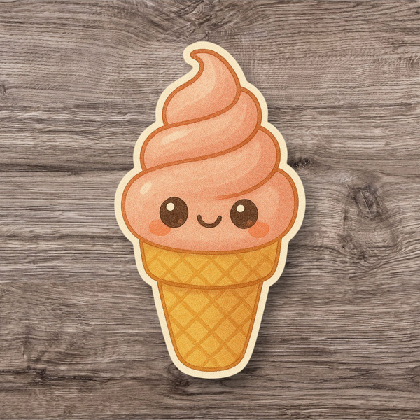 Kawaii Softeis Sticker – mit Waffel & Gesicht