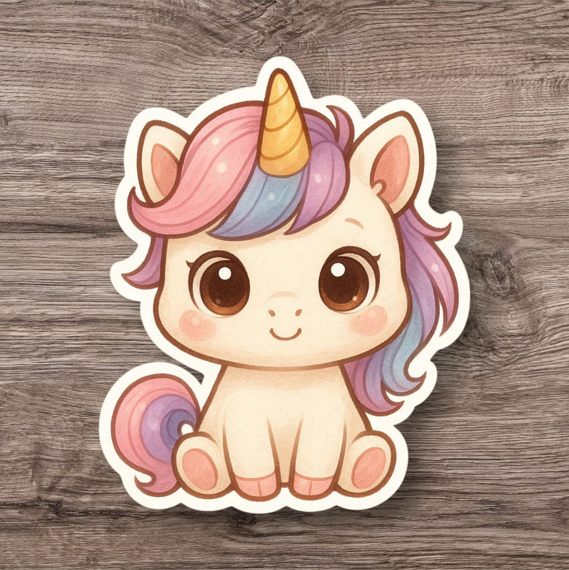 Kawaii-Einhorn – Regenbogen-Sticker