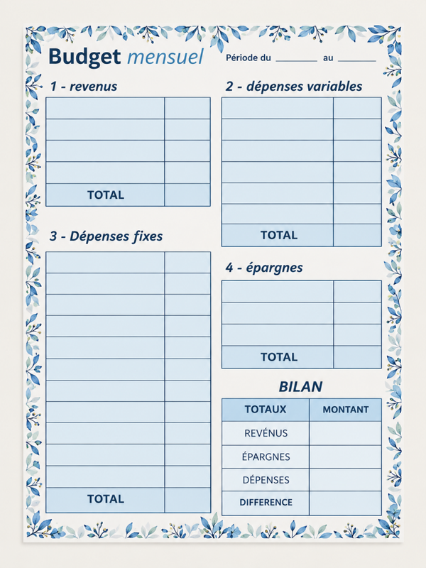 Fiche budget A4